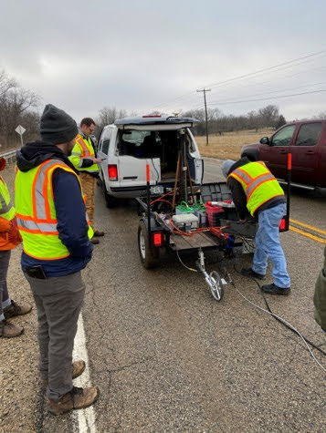 Setting up for MASW data collection