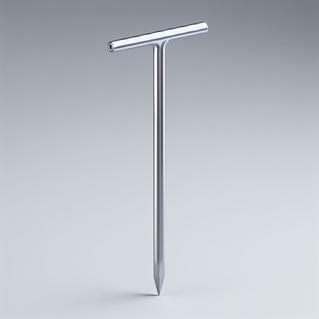 AI generated image of what a stainless steel, T-shaped ERT electrode might look like